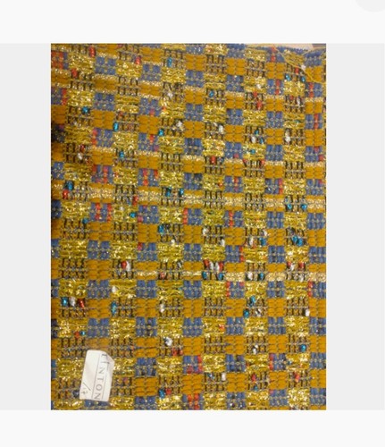 Linton tweed blue - gold, check