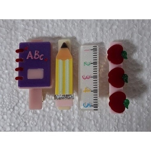 Back school hair clip set - school,