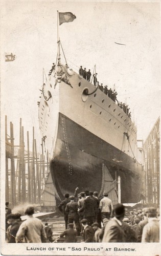 Postcard 1909 launch of - rp,