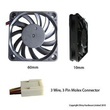 Evercool 60mm 6cm 60 x 60 x 10mm 3 Pin 5 Volt PC case Fan (H) EC6010H05