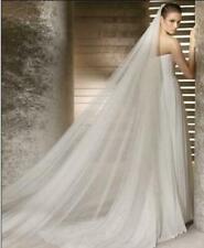 long Simple Wedding head hair Veil with comb 3M Women White Bride 2 Layers