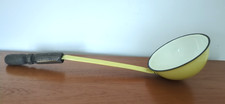 Vintage Enamel Ladle Utensil Yellow White Kitchen French 60s 70s