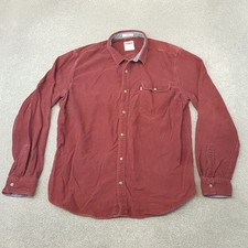 Levis Men Shirt XL Burgundy Corduroy Needle Cord Worker Overshirt Standard Field