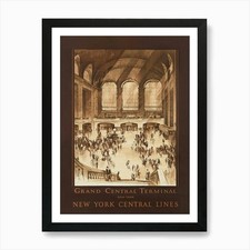 Grand Central Station Vintage Trave Framed Wall Art Poster Canvas Print Picture