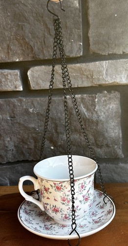 Vintage hanging floral - hanging, teacup