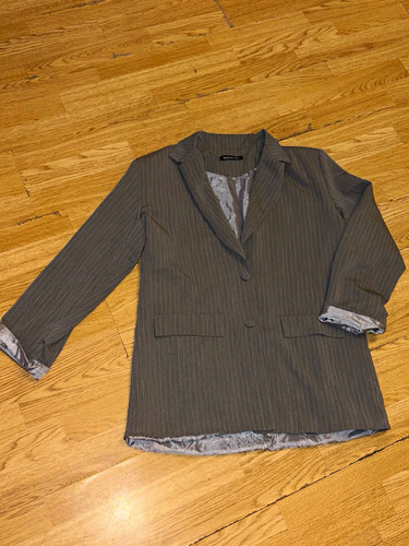 Boohoo grey pinstripe blazer - grey,