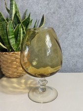VTG Amber Glass Hurricane Vase
