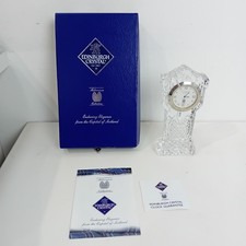 Edinburgh Crystal Mantel Clock Millennium Collection Silver Boxed WRDC-EP