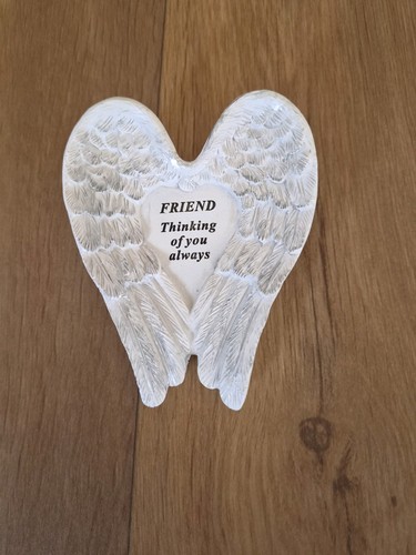 White angel wings plaque 10cm - plaque,,