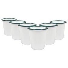 6x 300ml White Enamel Tumblers