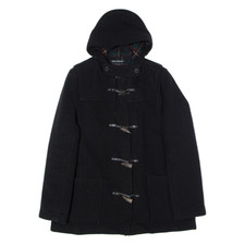 GLOVERALL Womens Duffle Coat Black Wool Hooded M