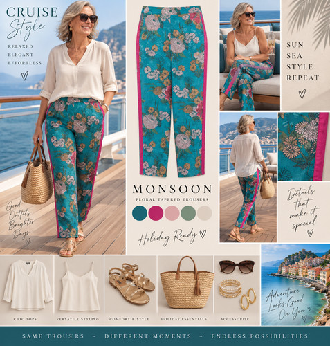 Monsoon teal floral - teal, tapered