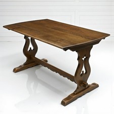 Small Old Charm Dining Table Solid Oak Refectory Style Bow End FREE UK Delivery*