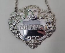 Solid Silver SHERRY Decanter Wine Label by Turner & Simpson 1971 Birmingham
