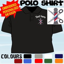 PERSONALISED EMBROIDERED BARBER HAIRDRESSER UNIFORM WORKWEAR T POLO SHIRT
