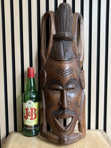 Hand carved large wood face - hand,