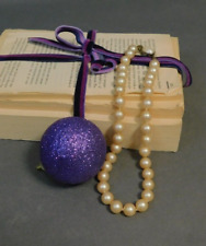 Miriam Haskell Faux Pearl Glass Necklace 10 mm Diameter Knotted Vintage BK/ML