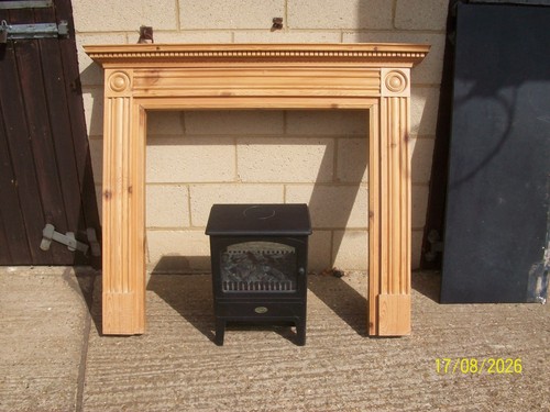 Pine fireplace surround with