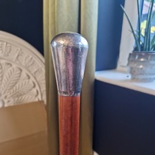 antique large malacca silver top Gentleman Walking stick cane officers DE