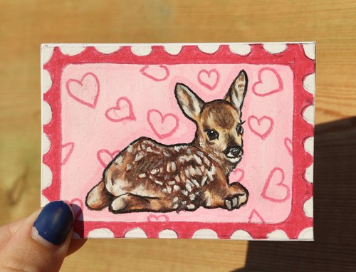 Aceo original drawing pink - aceo,