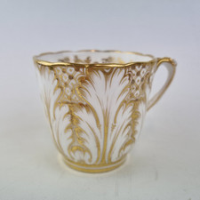 Antique 19thC Ridgway Coffee Cup With Gilt Leaf Decoration 6.9cm High