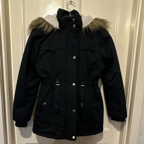 Girls black hooded - f&f, parka