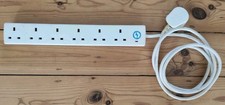 6 Way Mains Extension Lead plug Socket Power 6 foot Cable 13A Amp White (USED)