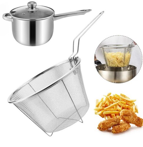 38cm stainless steel chip pan - steel,