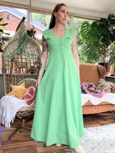Vintage 1970s maxi dress green - vintage,