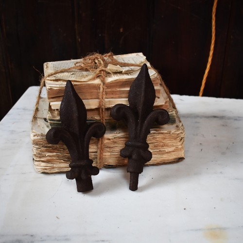 Antique cast iron fleur lis - cast,