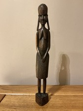 Vintage African Tribal Wooden Lady Figure Hand Carved Height 32cm