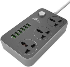 Hulker Extension Lead with USB Ports 3 Way Outlets 6 USB Ports Surge Protection