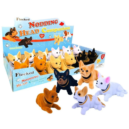 Flocked nodding dog figurine - flocked,