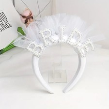 👰 Pearl Veil Bride Headband