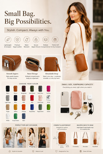 Ladies genuine leather - leather, mini