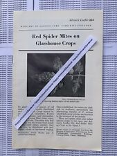 Red Spider Mites on Glasshouse Crops MAFF Advisory Leaflet No. 224 1963