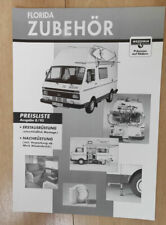 VW LT 28 / 31 Westfalia Florida Motorhome Camper Original Accessories Price List