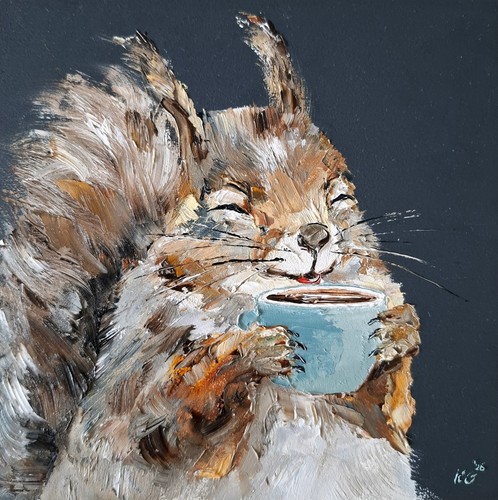 Oil painting squirrel - of,