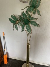 Hollywood Regency Green Rare Tulip Standing Lamp Mid Century 3 Arm