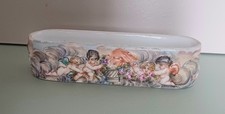 ANTIQUE CAPODIMONTE PORCELAIN  TRINKET  TRAY  TRINKET BOX WITH CHERUBS