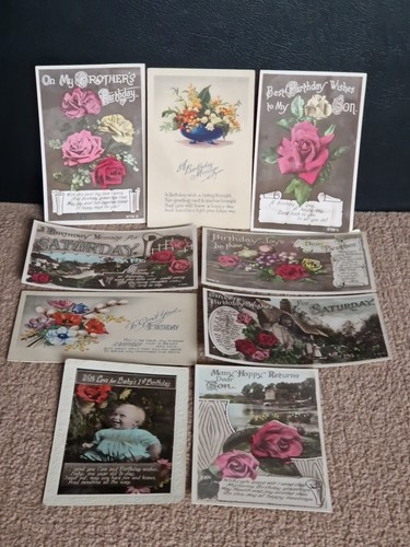 Vintage birthday postcards - vintage,