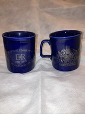 Queen Elizabeth II Silver Jubilee Mug P1-77 Navy Blue