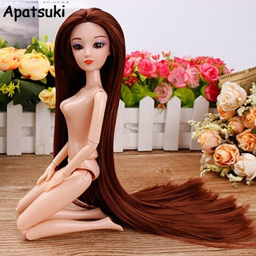 Doll head with - long, brown