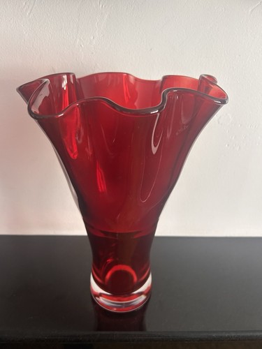 Vintage red handkerchief vase - handkerchief,