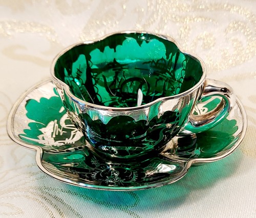 50s green glass - green, cloverleaf