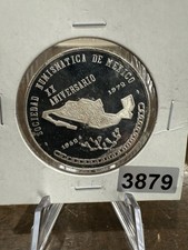 1972 Mexico Numismatic Society XX Ann. Silver Proof Medal.