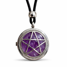 Pentacle Moon Locket Amethyst