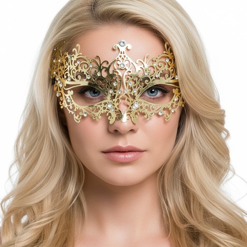 Gold lace masquerade mask - masquerade,