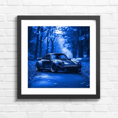 Dark sports car forest autumn - dark,