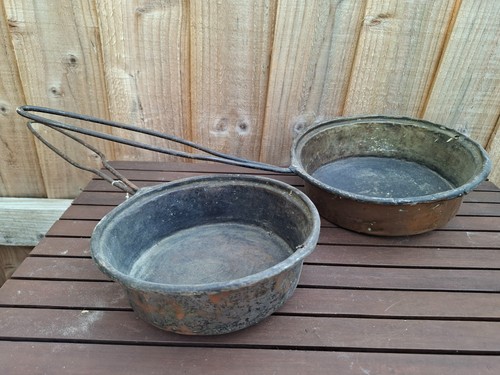 Antique copper cooking pans - 2,